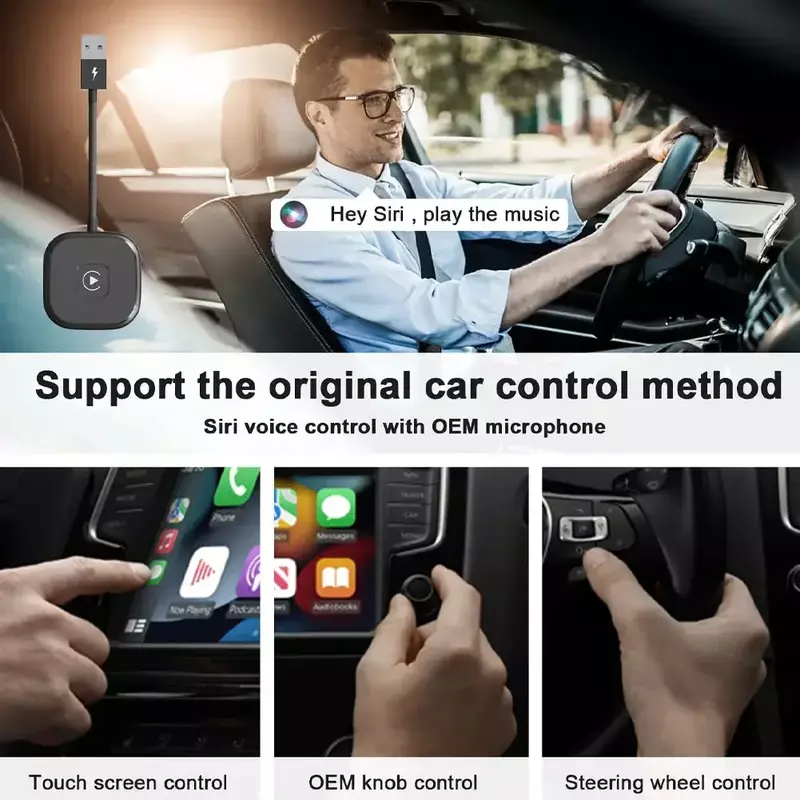 For Apple Mini Carplay Auto Box Dongle Wired To Wireless For Audi Toyota Mazda Nissan Chevrolet Suzuki Subaru Kia Ford Hyundai