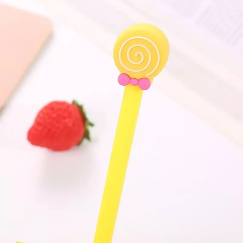 Candy Colorido Lollipop Neutro Pen, Caneta Assinatura Preto Criativo, Papelaria Bonito Dos Desenhos Animados, Atacado, 0,5mm