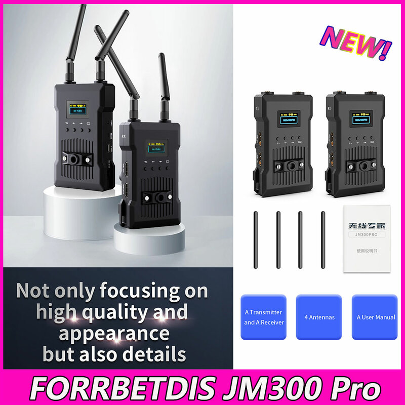 FORRBETDIS-JM300 Pro 4K Mini Sistema De Transmissão De Vídeo Sem Fio, UHD 1080P, Compatível com 4K HDMI, Receptor Transmissor De Imagem, Novo