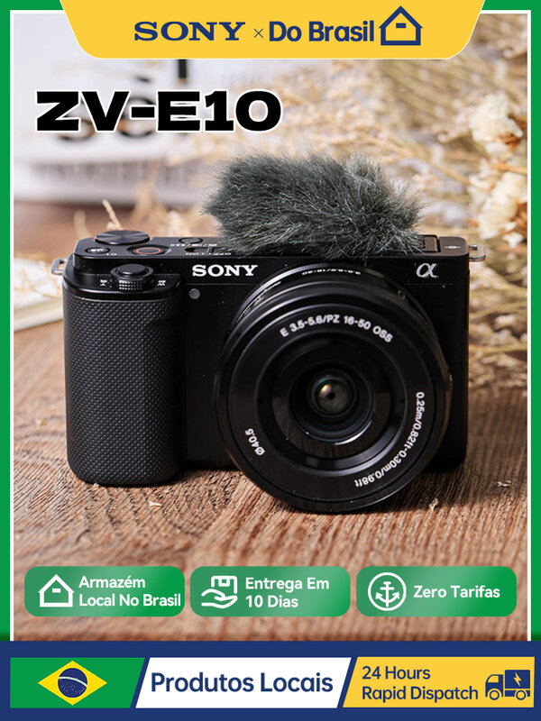 【 Do Brasil 】SONY Alpha ZV-E10 ZVE10 APS-C E-Mount Mirrorless Digital Camera Body and 16-50mm Lens Professional Photography