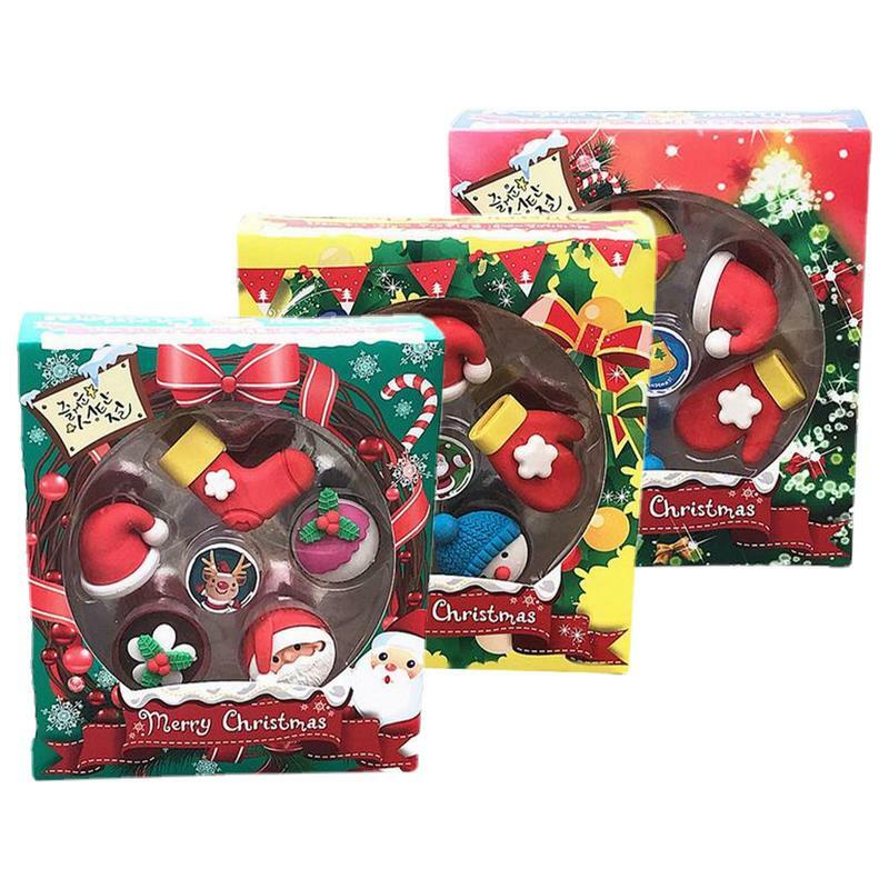 Mini Natal Tema Erasers, Favores do partido, Recompensas Homework, Material escolar para crianças, Variedade, Tema