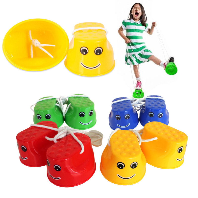 1 Pair Children's Smile Jumping Stilts Kindergarten Sensory Integration Training Equipment Balance Coordination Toys for Kids