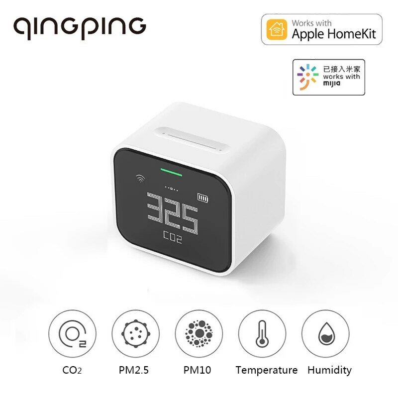 Qingping-Air Detector Lite Retina Touch Screen, Tela IPS, Pm2.5, Mi Home App Control, Monitor de Ar, Trabalhar com a Apple Homekit