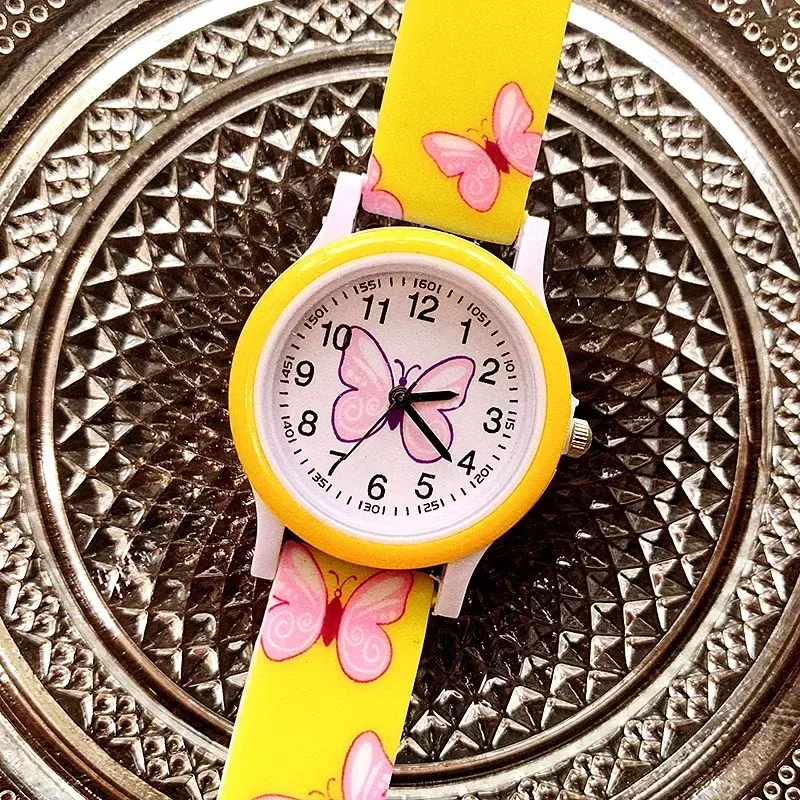 Mooie Meisjes Horloges Vlinder Print Siliconen Candy Jelly Quartz Horloges Voor Kinderen Meisjes Studenten Party Cadeaus Klok