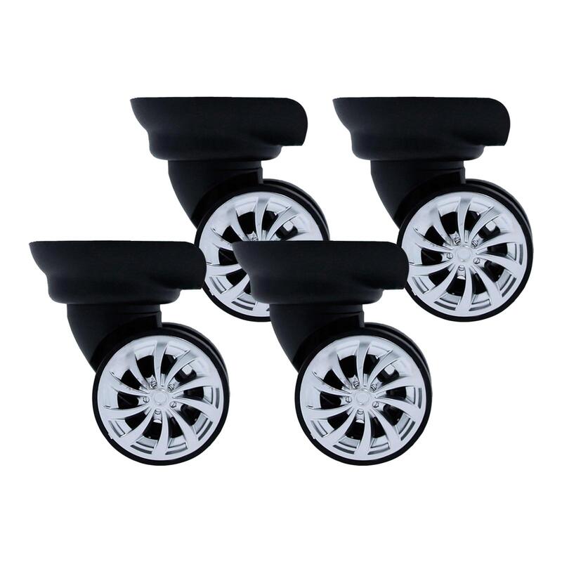 4x Luggage Suitcase Wheels PP Pet Easy to Install Flexible Rotation Black Luggage Accessories Durable Universal Luggage Wheels
