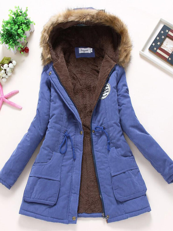 Qpipd 여성용 패딩 코튼 재킷, 캐주얼 슬림 코트, 자수 후드 파카, 따뜻한 오버코트, 가을, 겨울, 2023 신상