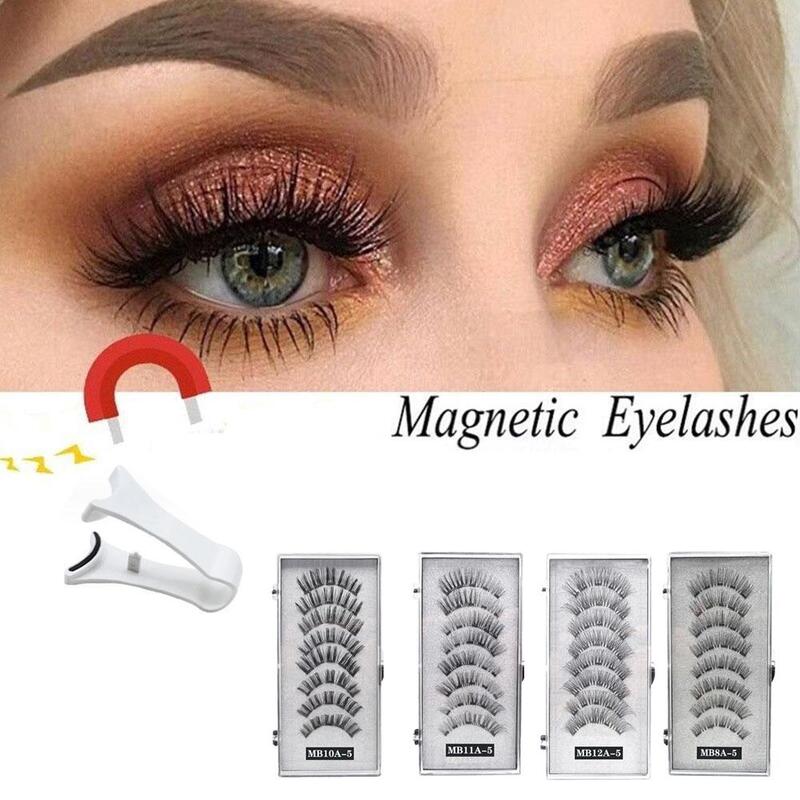 3D Natural Magnetic Eyelashes ,With 5 Magnetic Lashes Eyelashes Drop Handmade Shipping Reusable Magnetic False Support O6T9