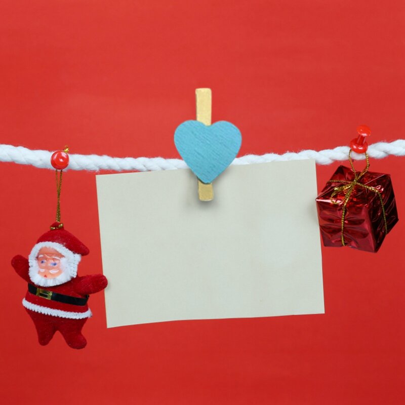 Mini épingle à papier photo en bois, coeur rouge, amour, vêtements, pinces à cartes postales, maison, décoration de mariage, papeterie, 50 pièces par lot