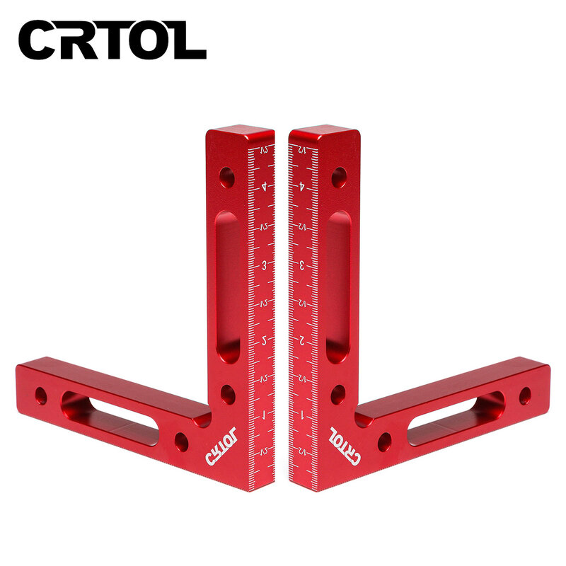 CRTOL 2 Set posizionamento apparecchio per la lavorazione del legno lega di alluminio 90 gradi bloccaggio preciso morsetti quadrati ad angolo retto righello angolare
