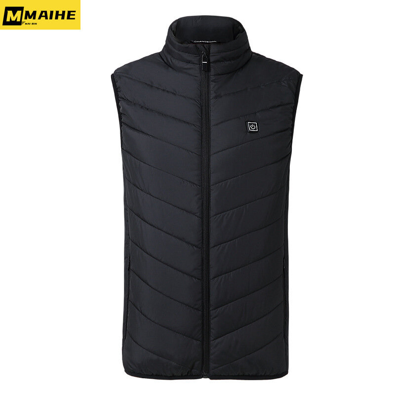 17 Heating zone vest jackets Men's winter USB infrared electric vest outdoor windproof warm sports camping coat vests plus size