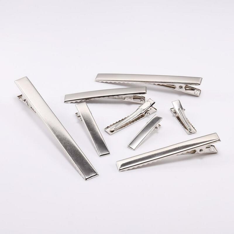 20/50Pcs/lot 30-55mm Metal Flat Single Prong Alligator Hairpin Clip Blank Setting Base For DIY Hair Clip Jewelry Making Supplies