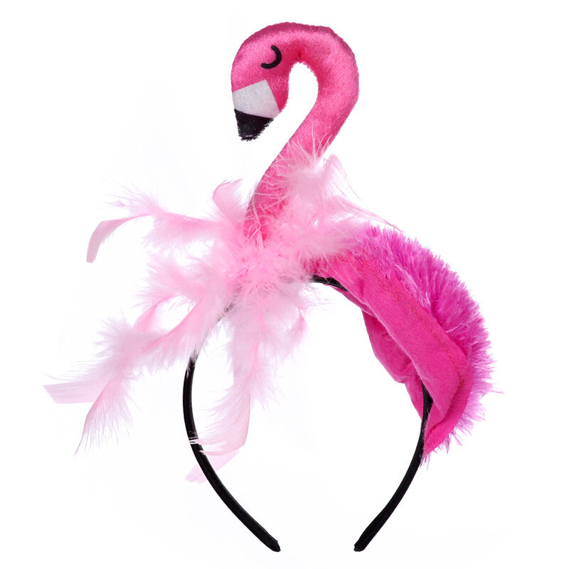 Flamingo Headband para adultos e crianças, Headpiece bonito do pássaro, Cosplay Hair Hoop, Acessórios para cabelo de aniversário, Decoração de festa