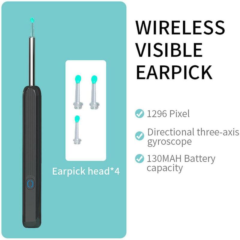 Kit de nettoyage d'oreille NE3 avec bâtonnets endoscopiques, outil sans fil, visuel intelligent, kanoscope, avertissement d'oreille, retrait de caméra, ensemble de 3 pièces