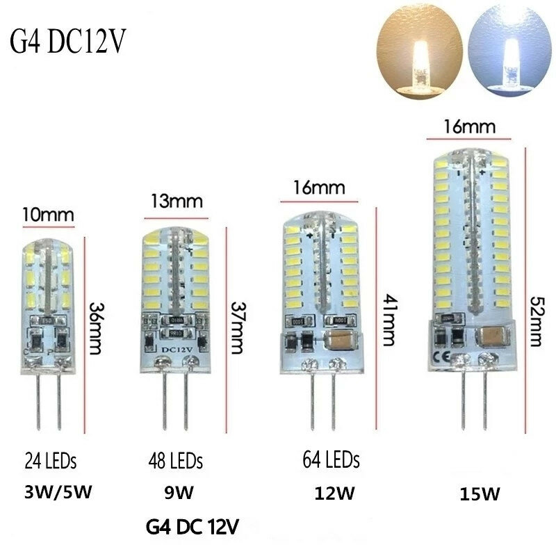 Bombilla LED COB G4, 3W, 5W, 9W, 12W, CA, CC, 12V, 220V, reemplazo de lámpara halógena de 30W y 60W, lote de 10 unidades