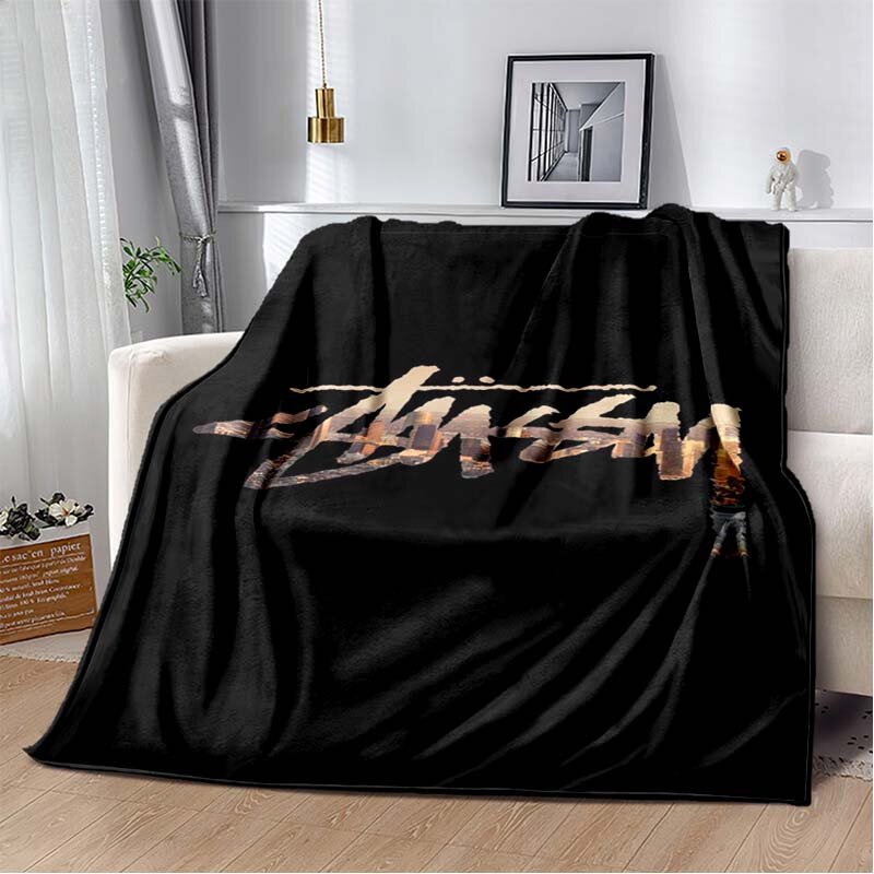 Marque de mode logo S-STUSSY-Y imprimé couverture canapé-lit décoration portable pique-nique chaleur cadeau couverture vacances airdrop