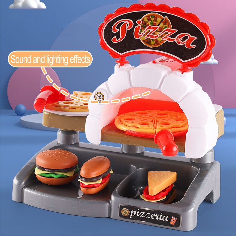Kid Play House Game Keuken Fast Food Restaurant Burger Frietjes Dessert Koffiemachine Kassier Set Mini Educatief Rollenspel Speelgoed