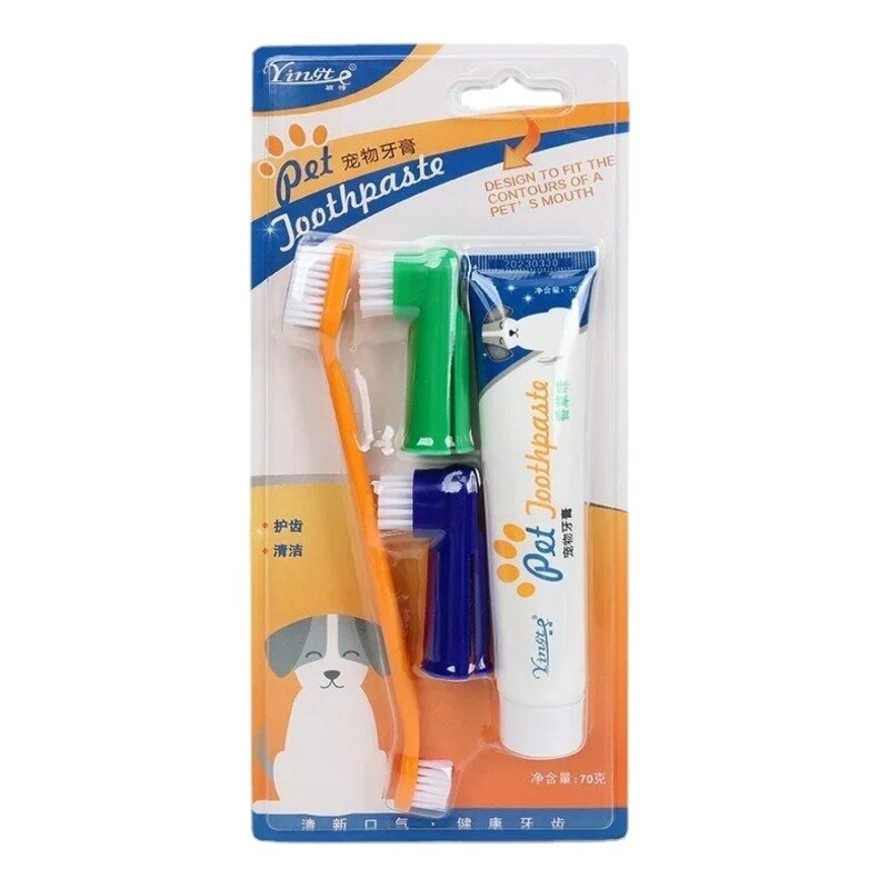 Juego de cepillos de dientes universales desechables, productos de limpieza para mascotas, cuidado de encías para perros y gatos