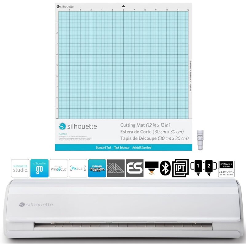 Silhouette Cameo 5 12 inch Vinyl Cutting Machine with Studio Software, Electric Tool and ES Mat Compatible