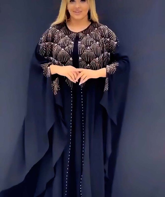 Vestido modesto musulmán de gasa Boubou para mujer, caftán marroquí de lujo de Dubai, ocasiones de fiesta de boda, Djellaba, ML95Q92, 2023