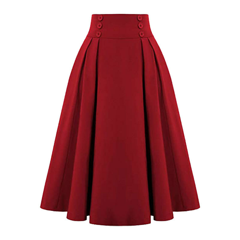 Falda larga con bolsillos para mujer, Falda plisada de cintura alta, Estilo Vintage, informal, a la moda, color negro, para otoño, 2022