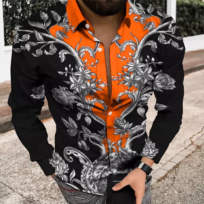 2023 wiosna i jesień męska luksusowa tarcza odzież męska HD wzory wysokiej jakości miękkie i wygodne garnitur koszule imprezowe