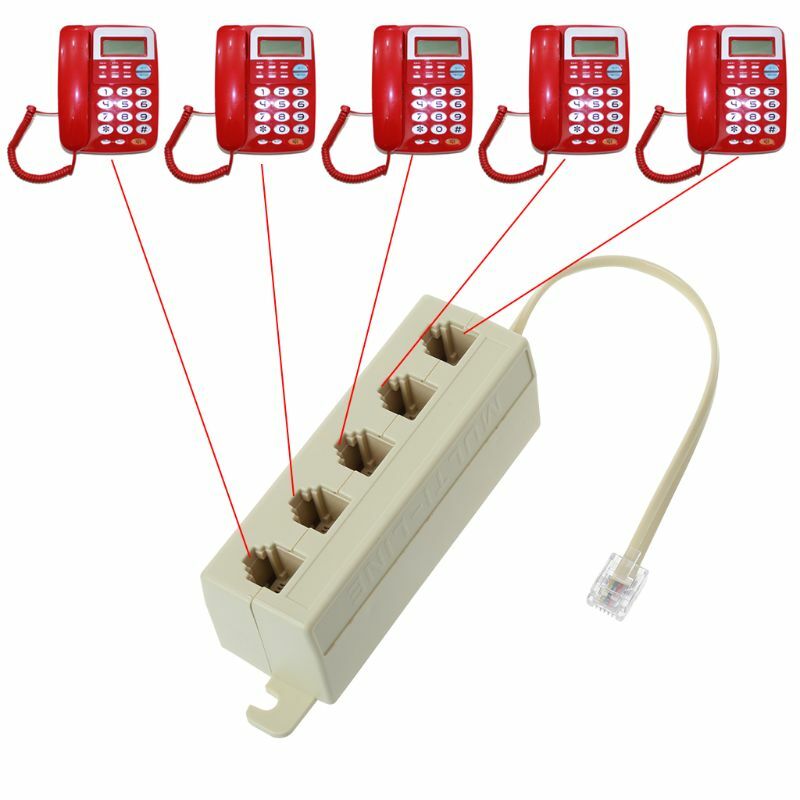 Divisor teléfono RJ11, conector macho 6P4C a salida 5 vías 6P4C, adaptador divisor Modular, envío directo