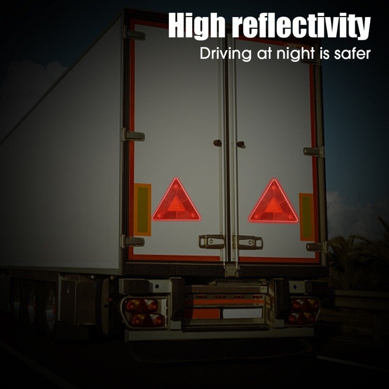 Tiras reflectantes de advertencia triangulares, señal de advertencia de parada de vehículo, Reflector de seguridad rojo para remolque, RV, tablero, luz de placa de camión, 2/1 piezas