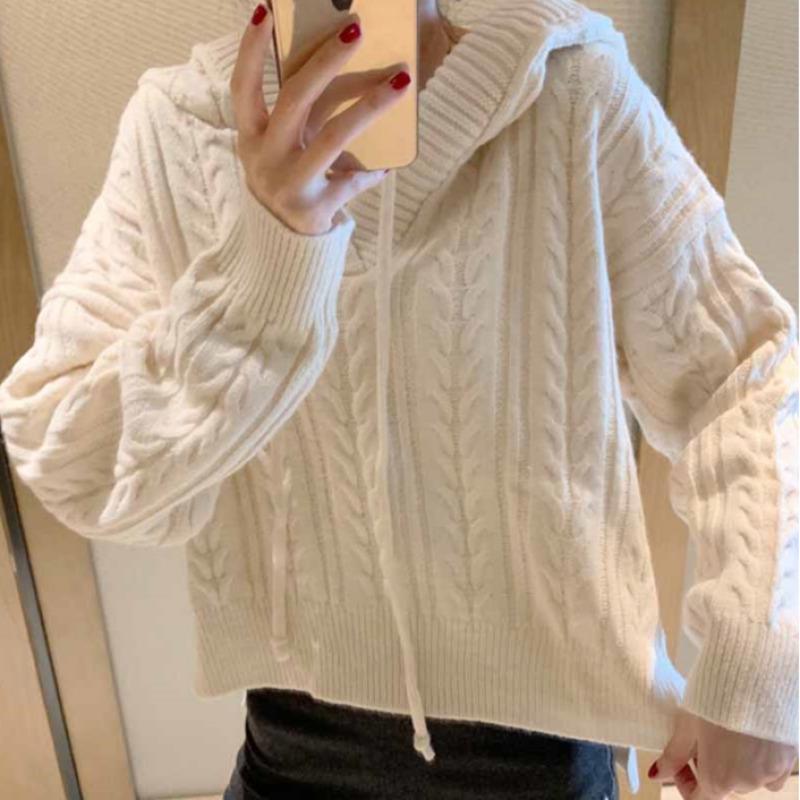 Elegant Knitted Sweater Woman Fairy Pure Color Casual Pullover Office Lady 2023 Spring Long Sleeve Korea Fashion Clothing Female