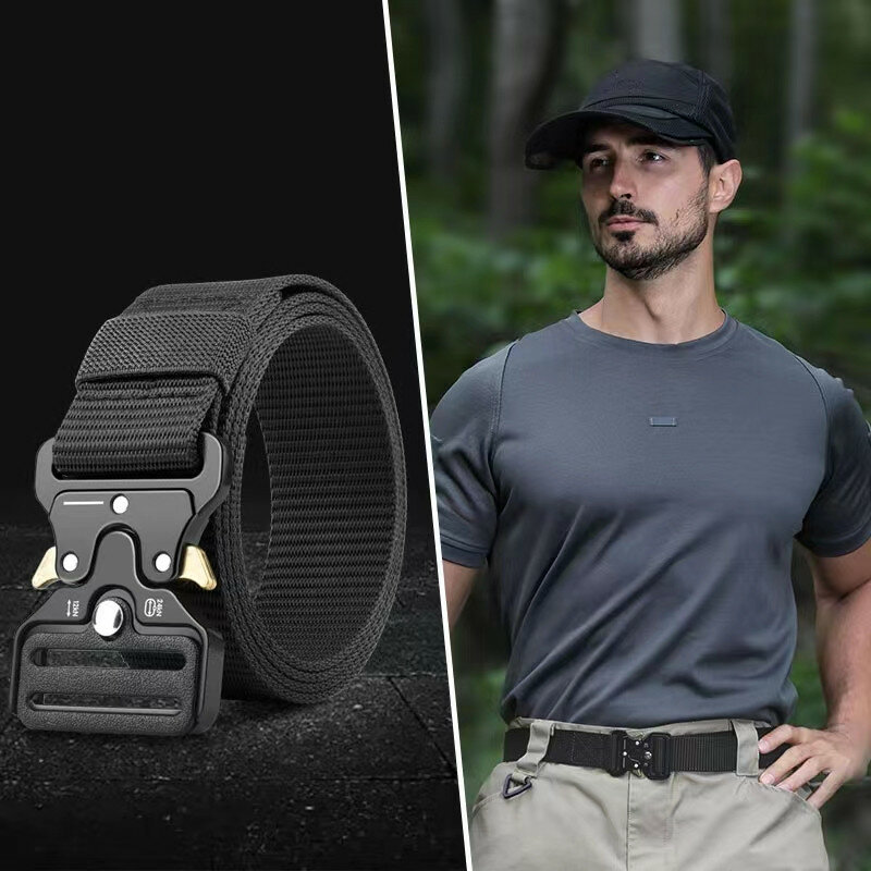 JSJM-cinturón táctico de nailon para hombre, correa ajustable de liberación rápida para deportes al aire libre, correr, escalada, senderismo y pesca, novedad