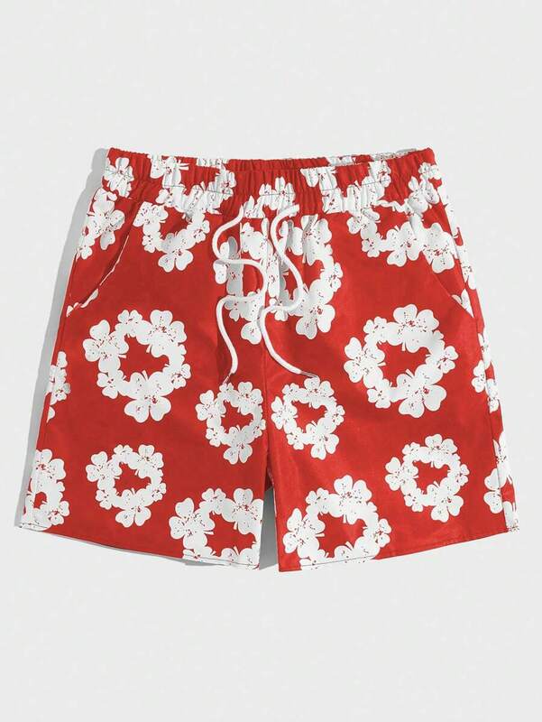 Shorts estampados florais casuais masculinos, shorts de luxo soltos, shorts de praia havaianos, impresso em 3D, rua Harajuku, novo, verão
