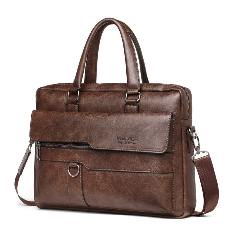 حقيبة كتف من الجلد الصناعي للرجال ، حقيبة أعمال ، حقيبة يد مكتبية ، حقيبة لاب توب 14 "، جودة عالية ، علامة تجارية مشهورة ،
