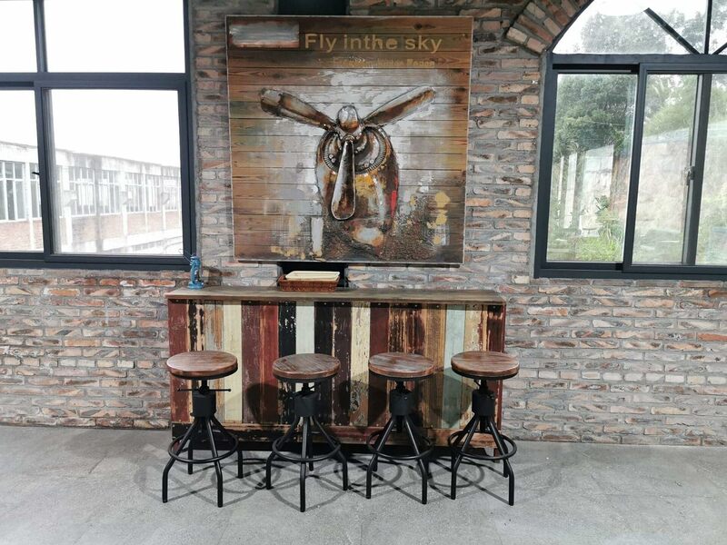 Set 2 kursi Bar industri-kursi makan konter antik-bangku putar-tinggi dapat disesuaikan 22-33"