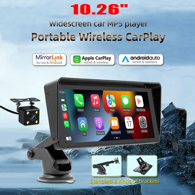 Pemutar Multimedia mobil nirkabel portabel 10.26 "IPS, Radio FM Stereo mobil Android layar sentuh BT/USB/TF
