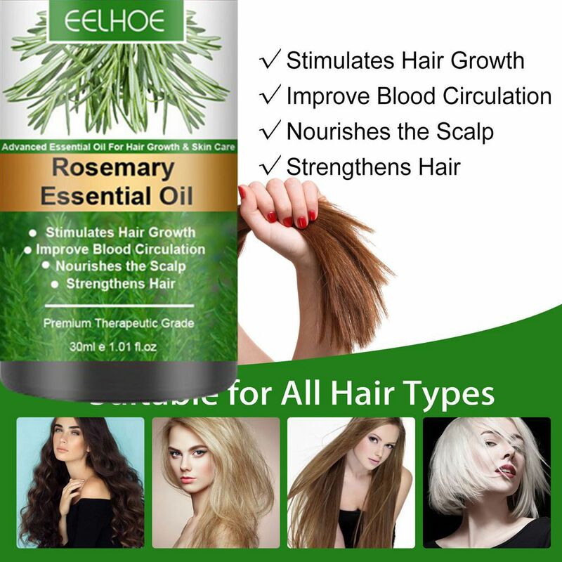 HAIRCUBE minyak esensial rambut Rosemary, minyak penumbuh rambut alami murni 30ML minyak esensial rambut untuk memelihara rambut mengkilap perawatan rambut sehat