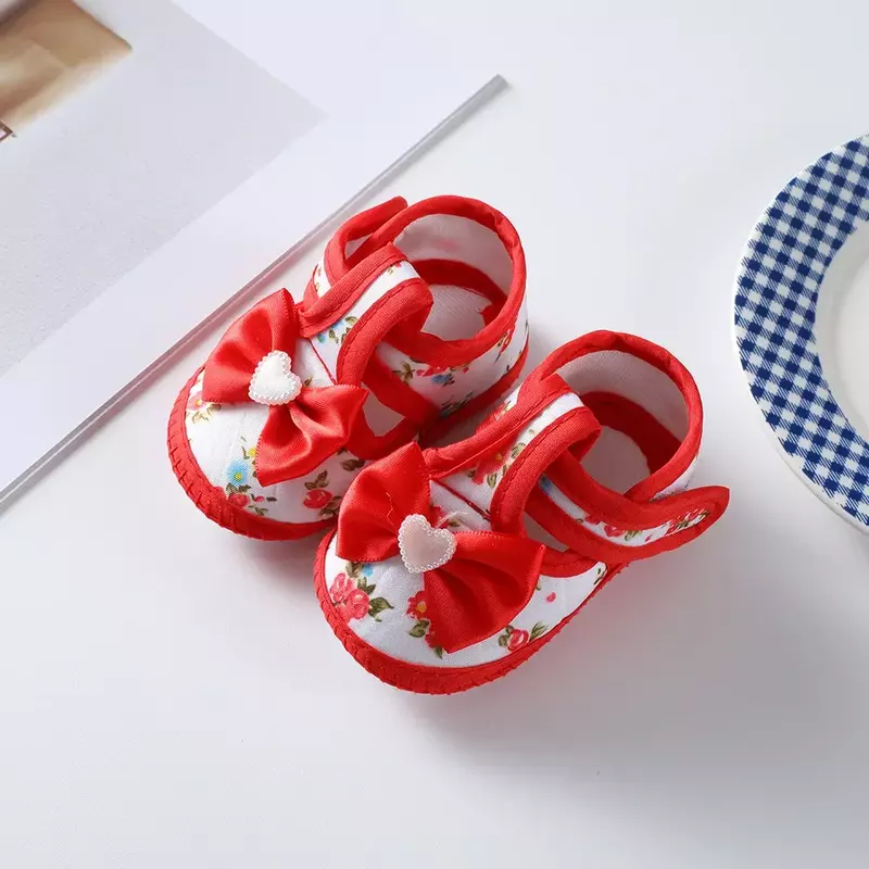 Sepatu Princess bayi baru lahir, sepatu jalan bayi baru lahir Sol empuk pita lucu sepatu tunggal bayi usia 0-1 tahun