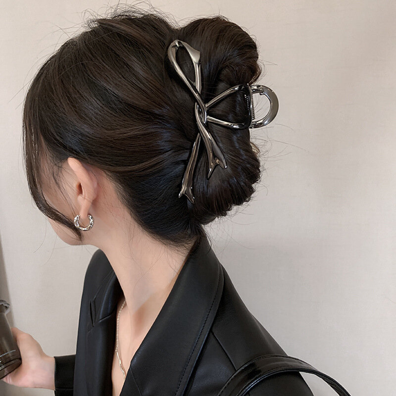 2023 New Vintage Ribbon Bow Hair Claws Exquisite Metal Hair Clip Clasp forcine per le donne accessori per capelli Barrettes Shark Clips