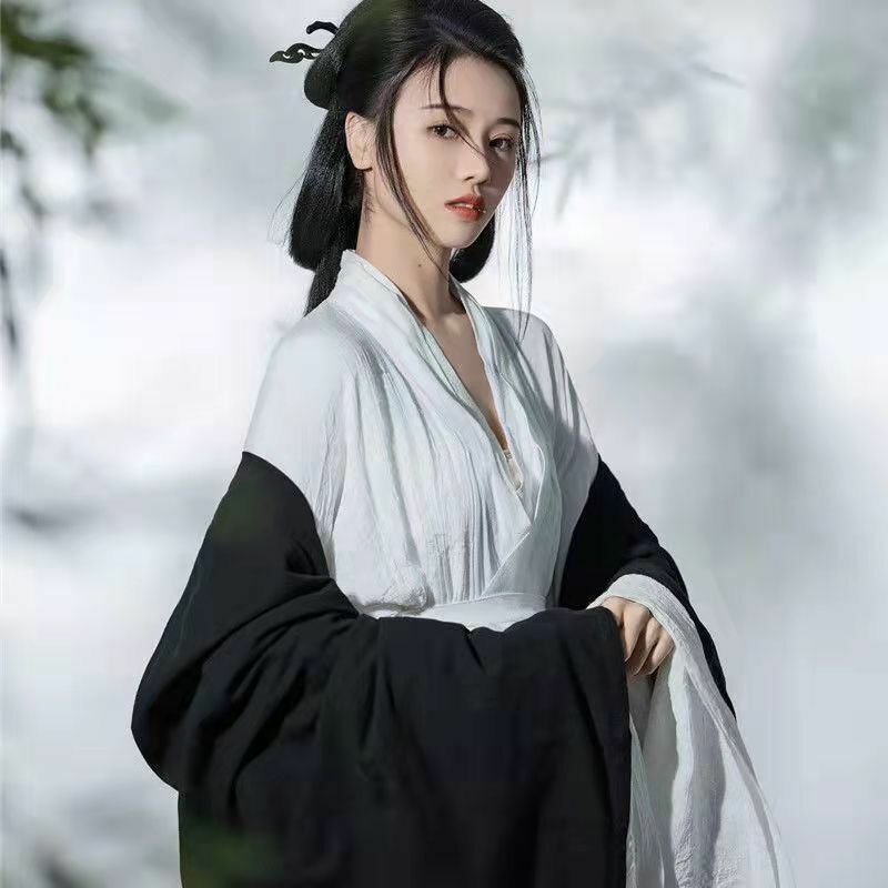 كبيرة الحجم 2XL Hanfu فستان المرأة الصينية التقليدية Hanfu مجموعة الإناث تأثيري حلي الصيف Hanfu الأخضر أسود أبيض أطقم فساتين