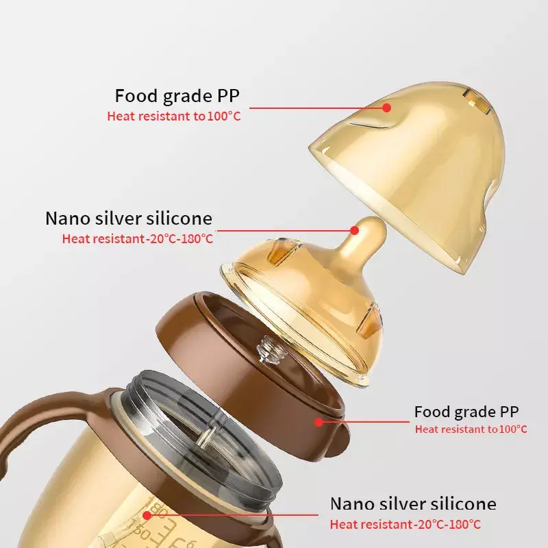 Siliconen Nano Baby Fles Zuigfles Met Handvat Voor Baby Spenen Anti-Choking Tepel Fles Voor Baby 0-9 Maand 150Ml/250Ml