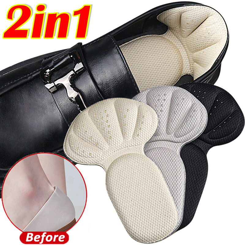 2 In 1 Soft Heel Stickers Antiwear Feet Inserts Pain Relief Protector Half Insoles Sports Back Sticker Inserts Shoe Pads Cushion