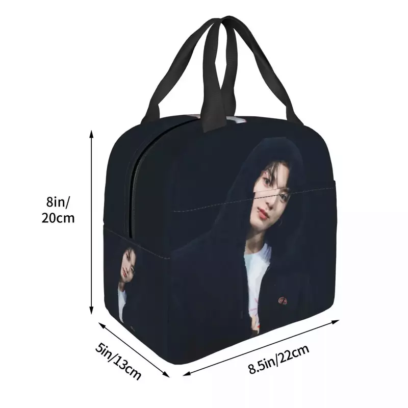 Jungkook-bolsas de almuerzo con aislamiento térmico para mujer, fiambrera con foto de concierto, bolsas de Picnic reutilizables, enfriador térmico, bolso de mano para el trabajo, escuela para niños