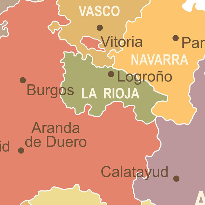 150*100ซม.แผนที่ทางการเมืองของสเปน Non-ทอภาพวาดผ้าใบโปสเตอร์ผนังตกแต่งบ้านสำนักงานโรงเรียนในสเปน