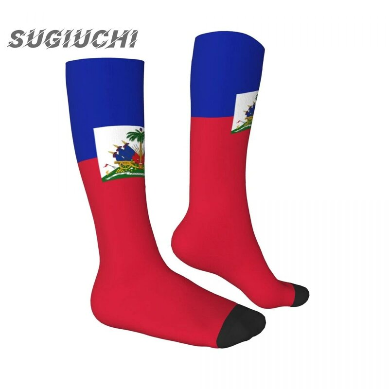 Носки из полиэстера с 3D принтом флага Гаити для мужчин и женщин, повседневные высококачественные женские носки для уличного скейтборда