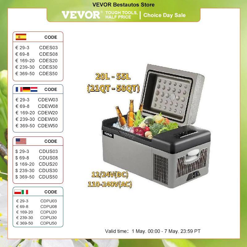 VEVOR 20Л 22Л 35Л 45Л 55Л автомобильный холодильник мини-холодильник с морозильной камерой портативный компрессорный охладитель 12/24 В постоянного тока 110-240 В коробка для льда для кемпинга