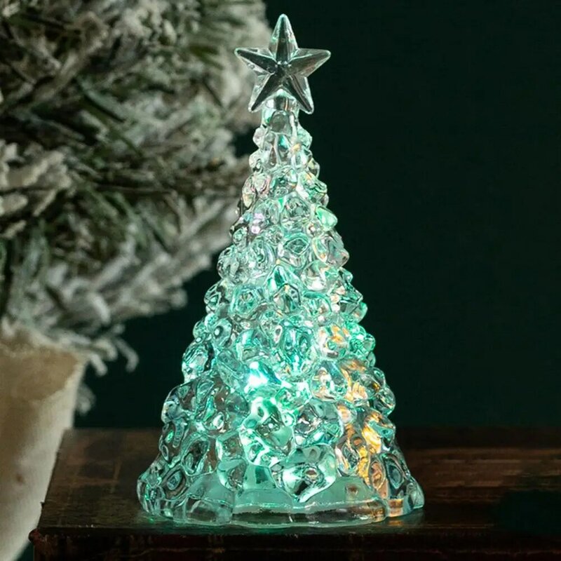 Centro de mesa de luz nocturna de árbol de Navidad, llamativa luz nocturna alimentada por batería para el hogar y restaurante