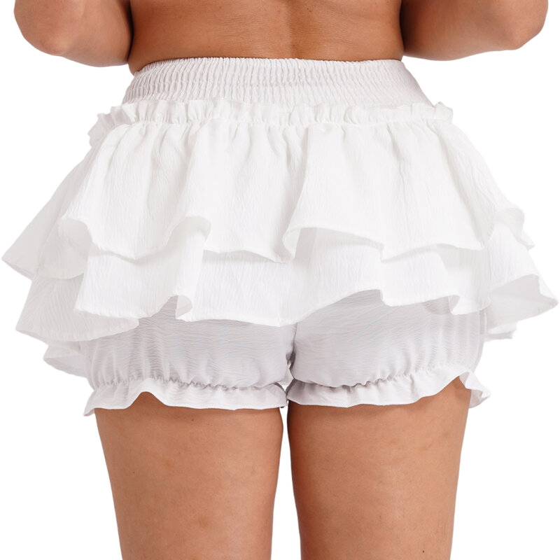Женская многоярусная юбка с высокой талией для балета, эластичная мини-юбка с оборками на талии и шортами безопасности, стильная уличная одежда