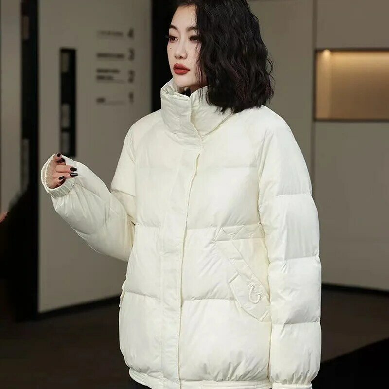 Jaket pakaian luar hangat longgar untuk wanita, mantel musim dingin Parkas pendek longgar Waktu santai serbaguna 23 untuk wanita