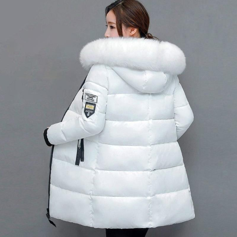 2024 Women's Fashion Warm Hooded Down jacket Casual Long sleeved Winter jacket Outdoor Zipper Slim Fit Long Down jacket