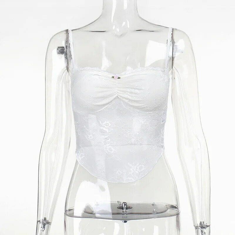 New Lace Suspender With Sexy Perspective Pattern Top For Women's Street Trendsetters Slim Fit Inner Lining As A Base