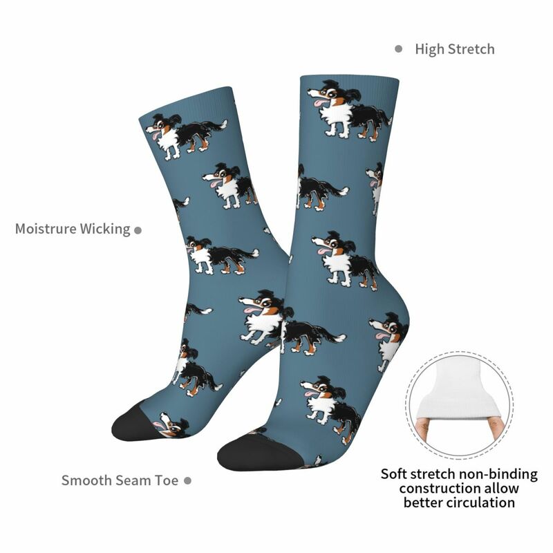 Border Collie Socks Harajuku Sweat Absorbing Stockings All Season Long Socks Accessories for Man's Woman's Birthday Present