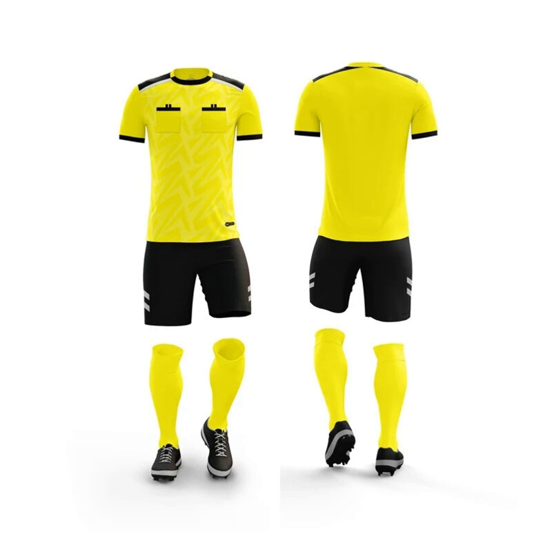 Профессиональные комплекты футбольной рубашки 2024 мужская форма для рефери короткий комплект карманная искусственная Таиландская Судейская спортивная одежда